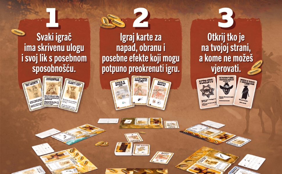 BANG! prikaz kako igrati igru u tri koraka
